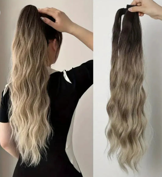 Claw Ponytail Extension 60.96 Cm Water Wave Big Wavy Curly Clip In Hair Extensions